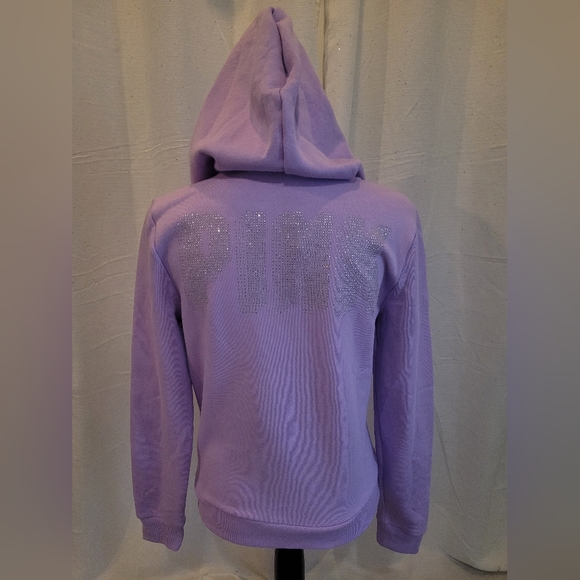 NEW Victoria's Secret PINK Fleece Zip Up Hoodie Purple Petal Glitter Logo - Picture 5 of 9